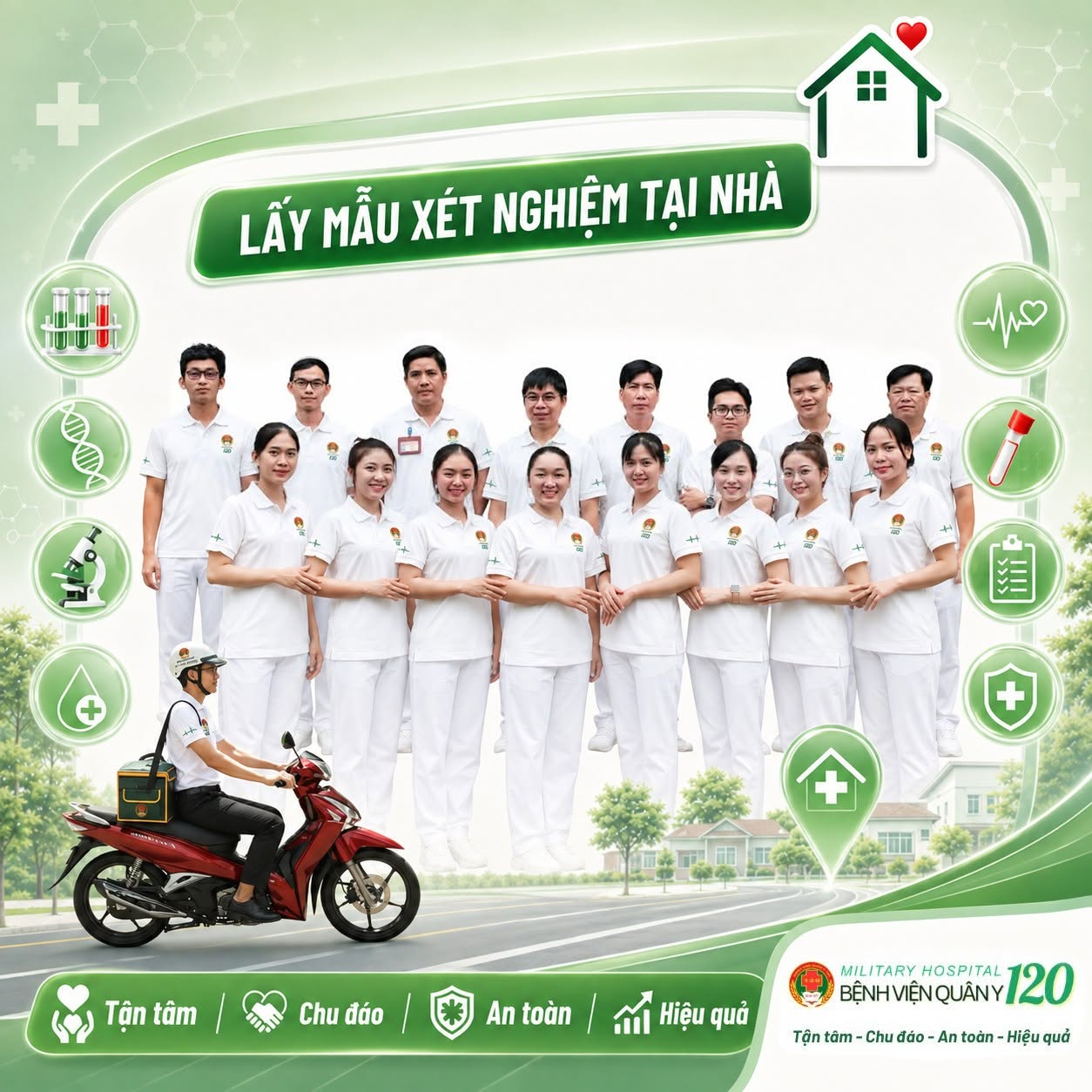 NHỮNG NGƯỜI ĐỒNG HÀNH CÙNG CHƯƠNG TRÌNH LẤY MẪU XÉT NGHIỆM TẠI NHÀ – BỆNH VIỆN QUÂN Y 120
